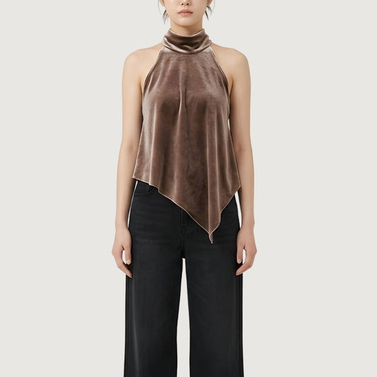 Velvet Halter Neck Top