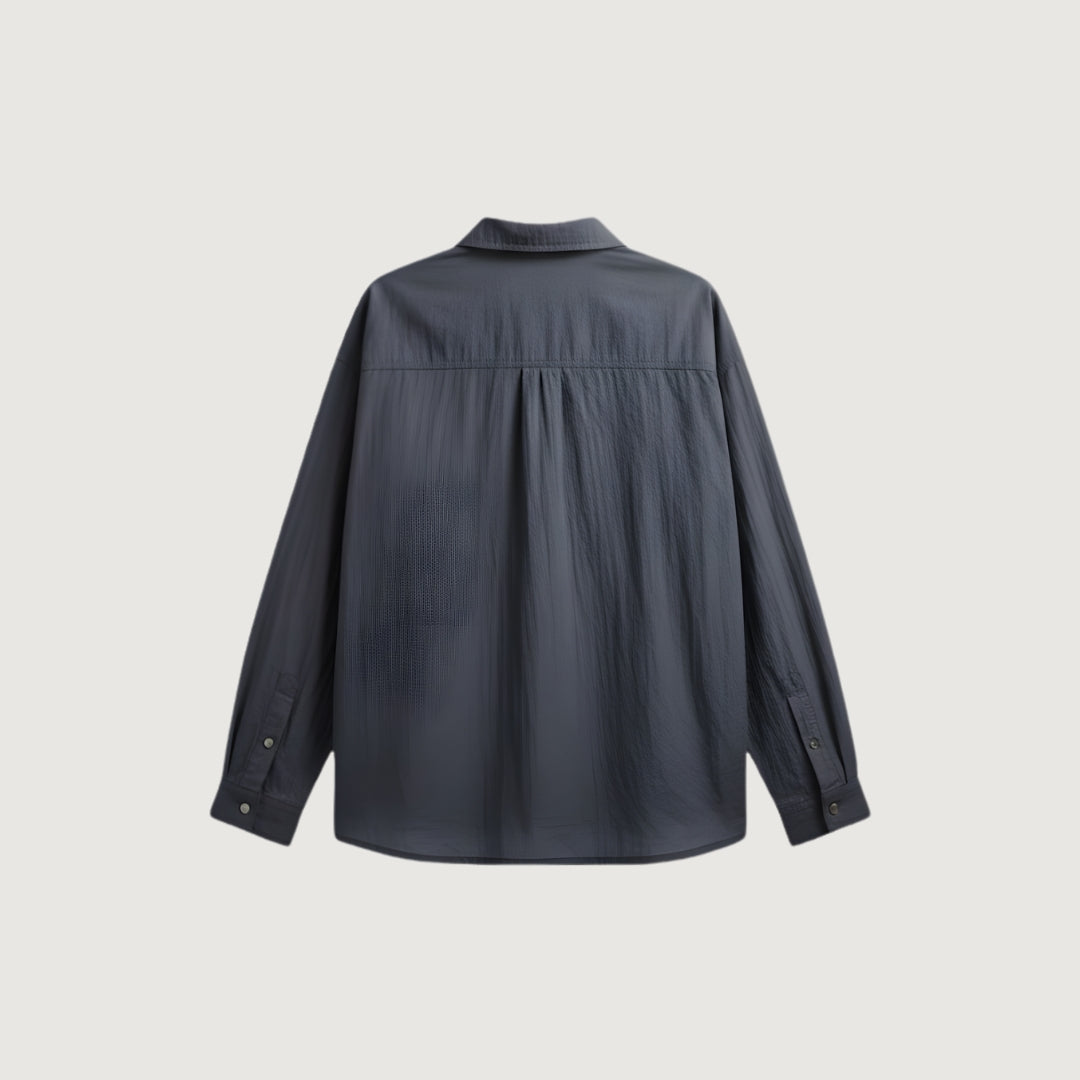 Scrunch Satin Shirt Blue Fog