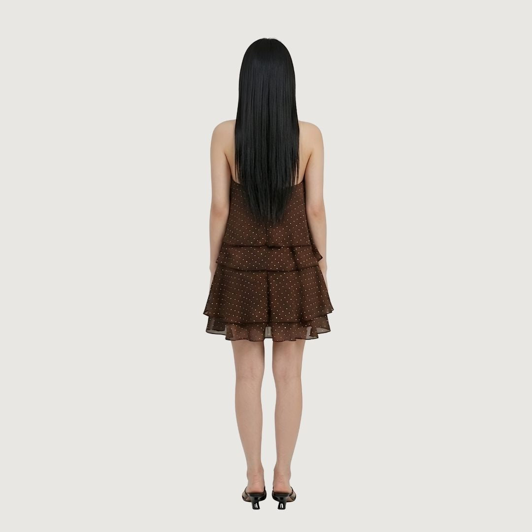 Brown Polka Dot Mini Dress