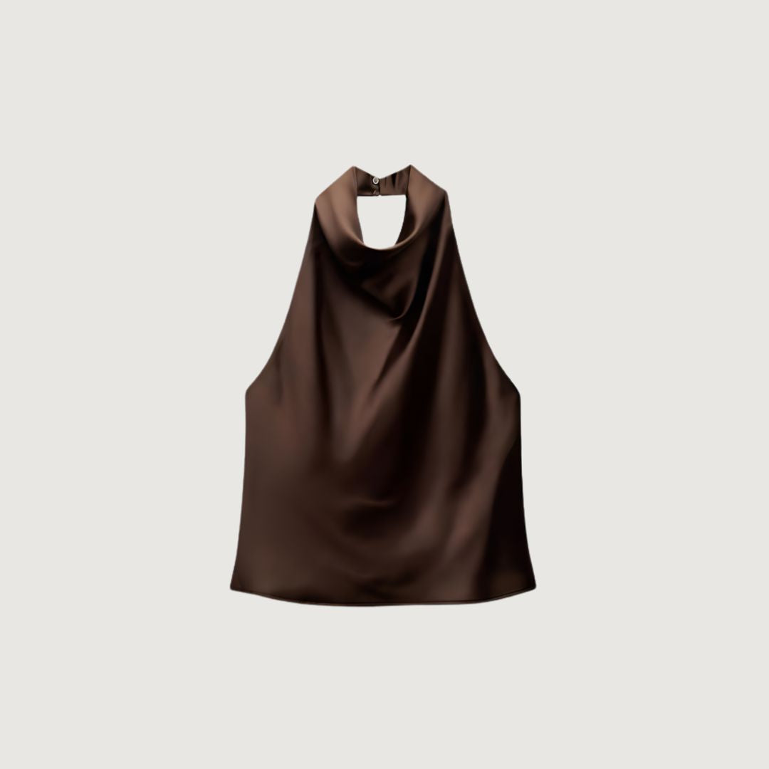Top Mocha Satin Halter