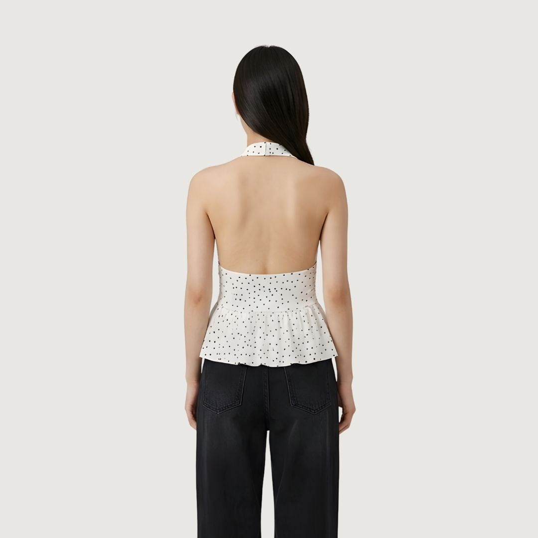 Polka Dot Ruffle Top
