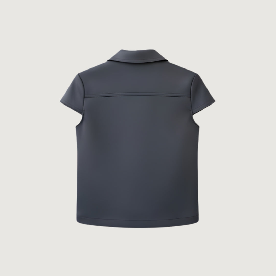 Satin Button Blouse Grey Mist