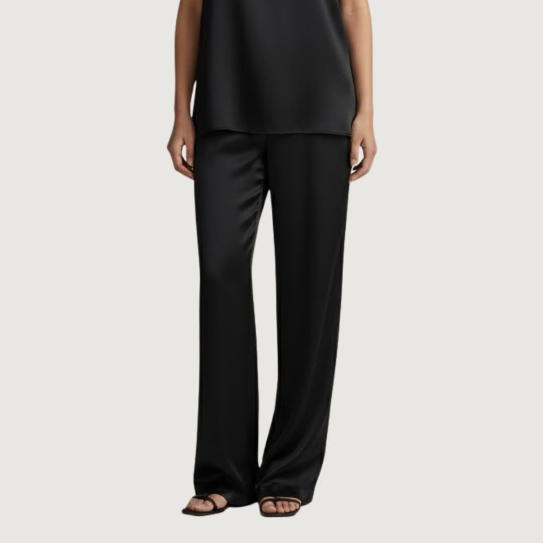 Pantalon Flow Recto Satinado Obsidian