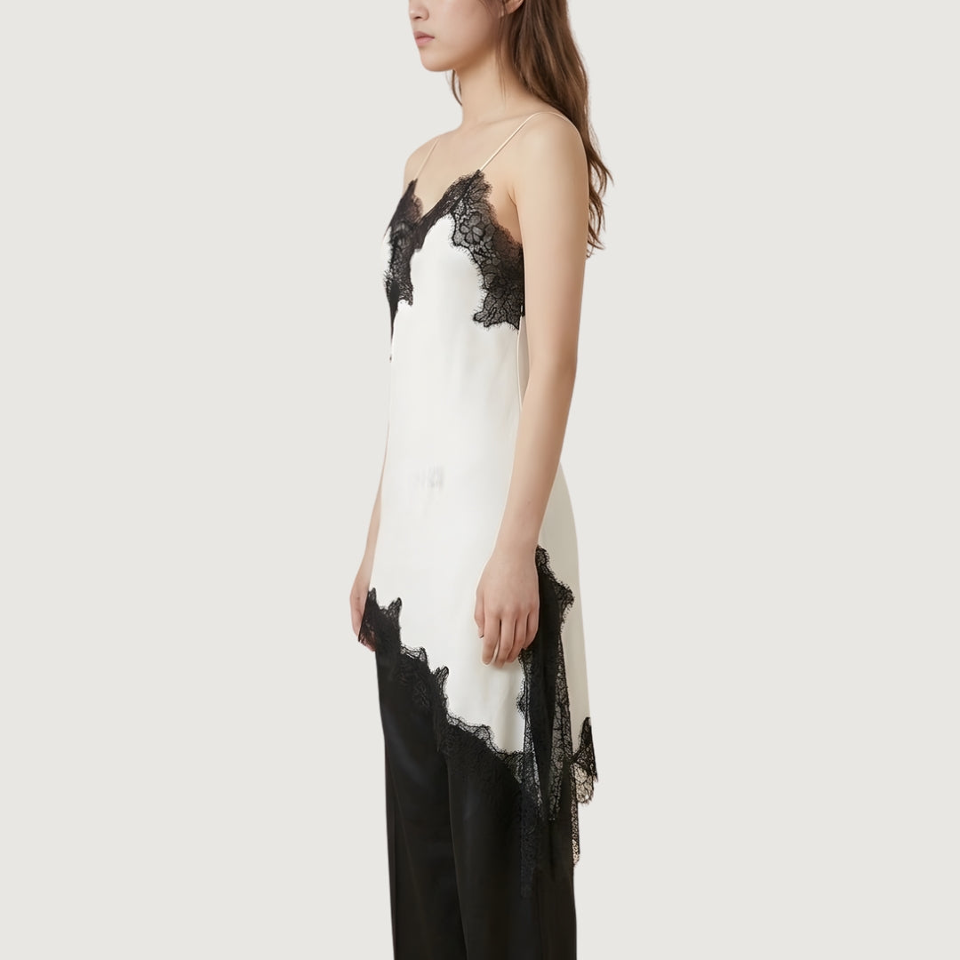 Blusa Lace Asimetrica Dual Tone