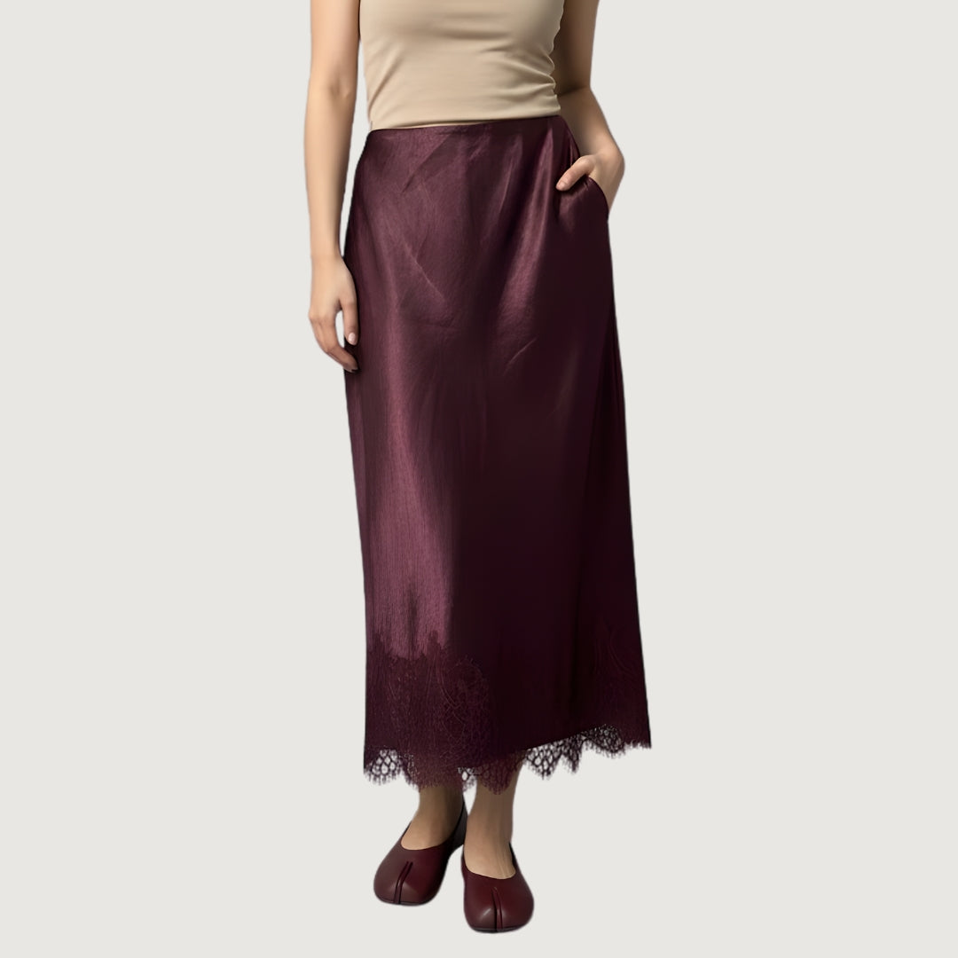 Satin Lace Skirt Bloom