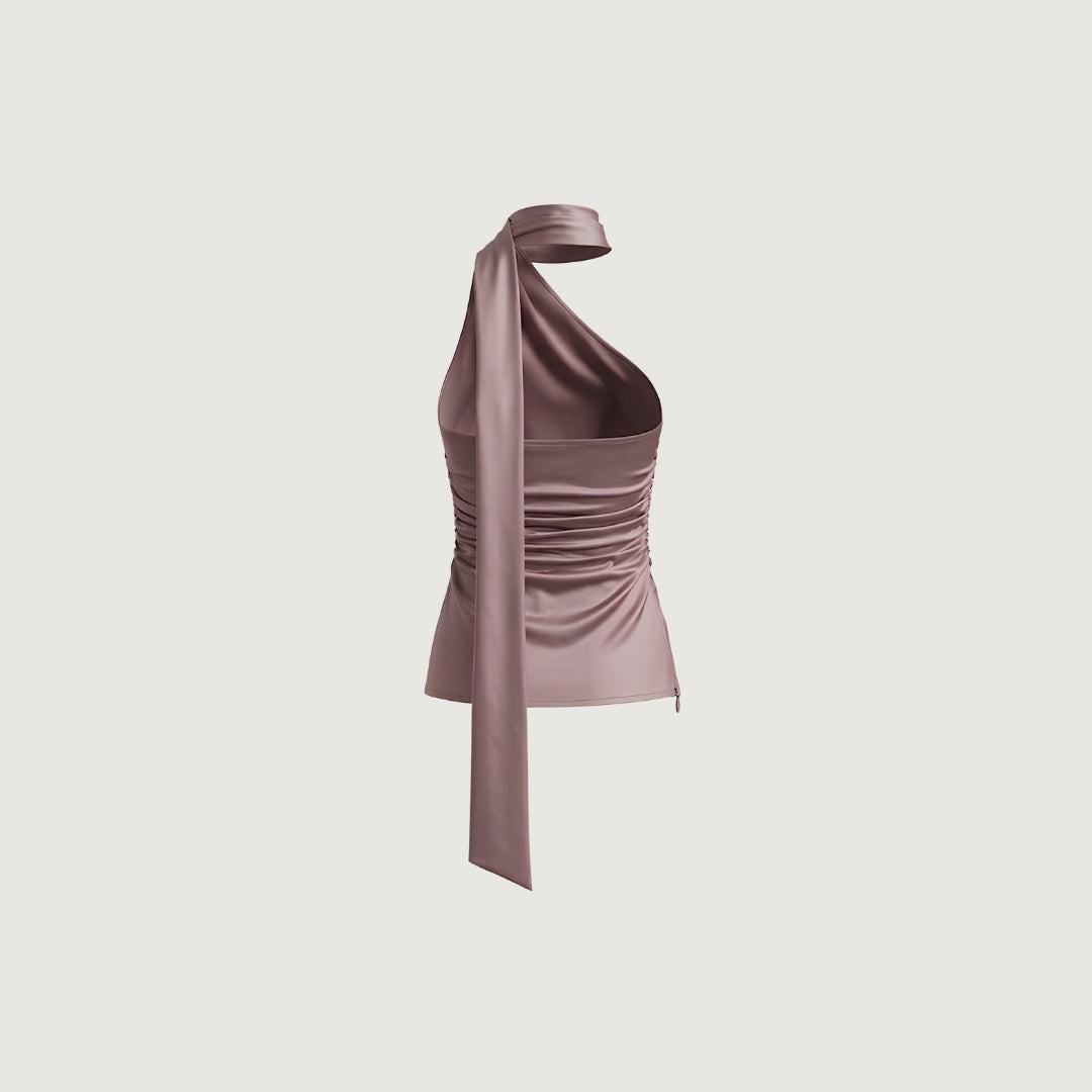 Dusty Rose Asymmetric Scarf Top