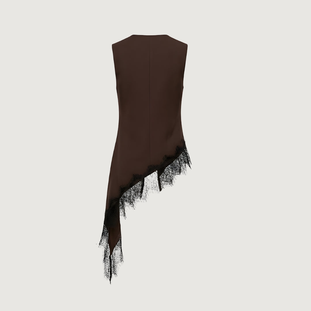 Asymmetrical Lace Hem Vest