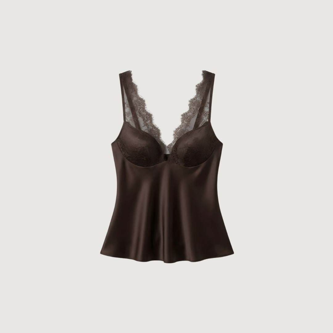 Mocha Lace Trim Camisole