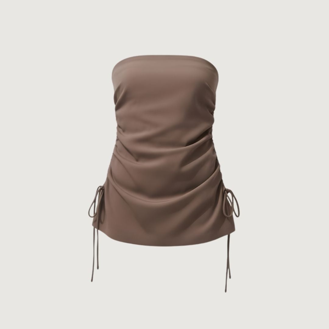 Blusa Tubo Café Tiras Laterales