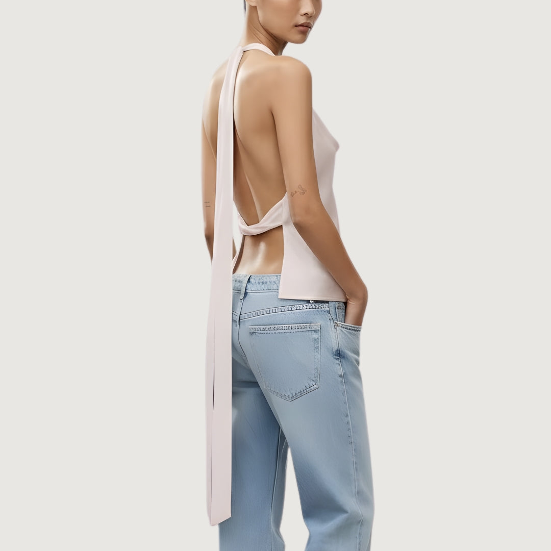 Blusa Satinada Drapeada