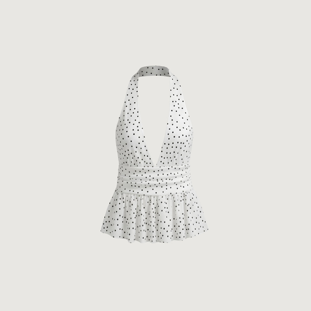 Polka Dot Ruffle Top
