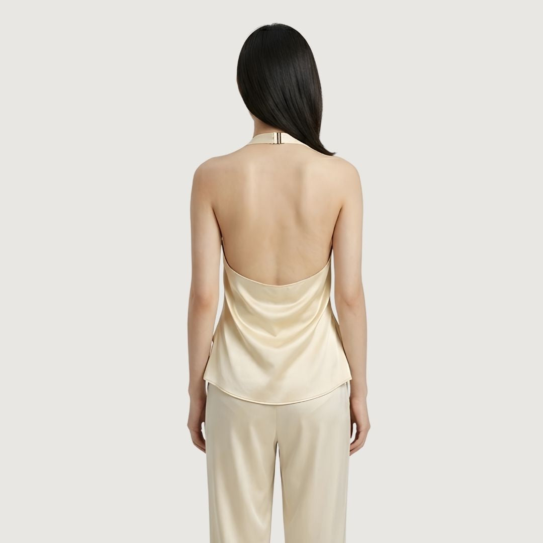 Satin Tie-Wrap Halter Top