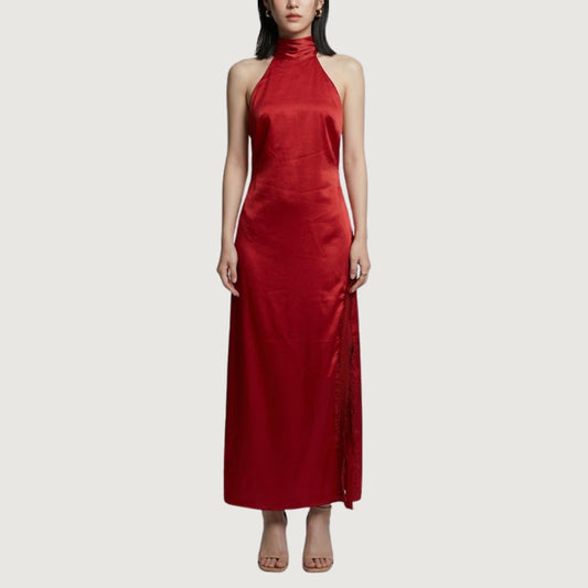 Red Allure Luxe Slit Dress
