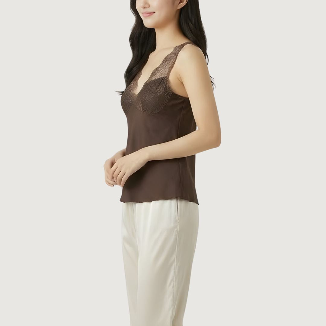 Mocha Lace Trim Camisole