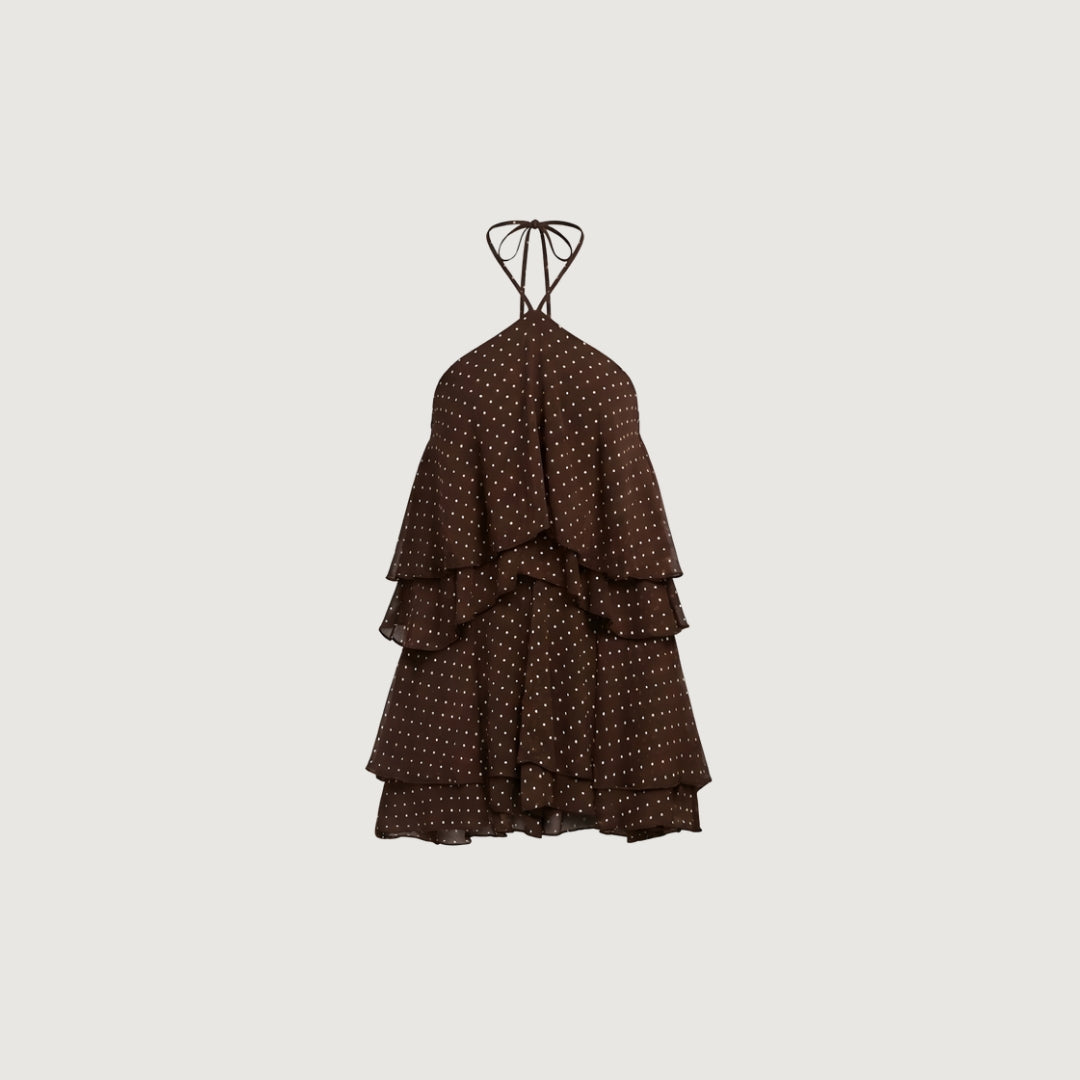 Brown Polka Dot Mini Dress