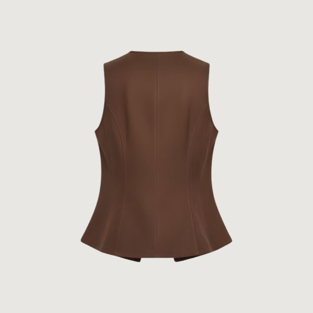 Golden Button Vest Mocha