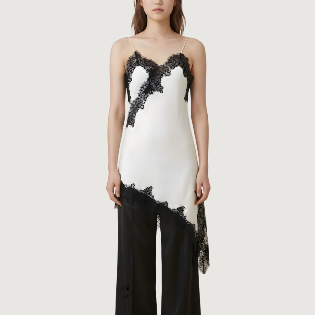 Blusa Lace Asimetrica Dual Tone
